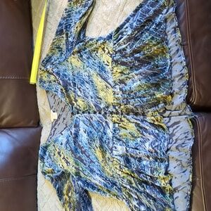 Women's Blue and Olive Top